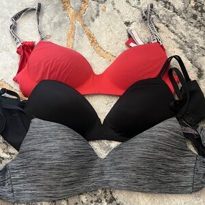 Women's Intimates Trio - Red, Black, and Gray Bras